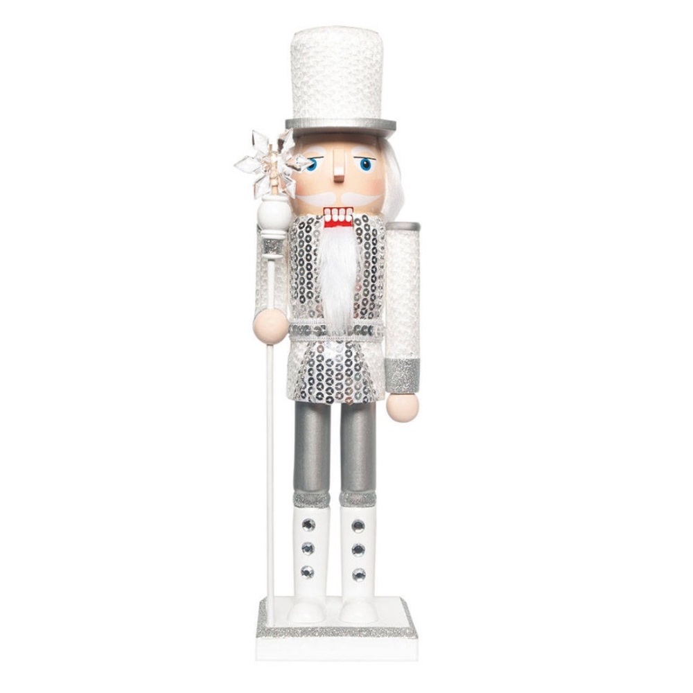 Snow King Silver Sequin Nutcracker Holiday Decor